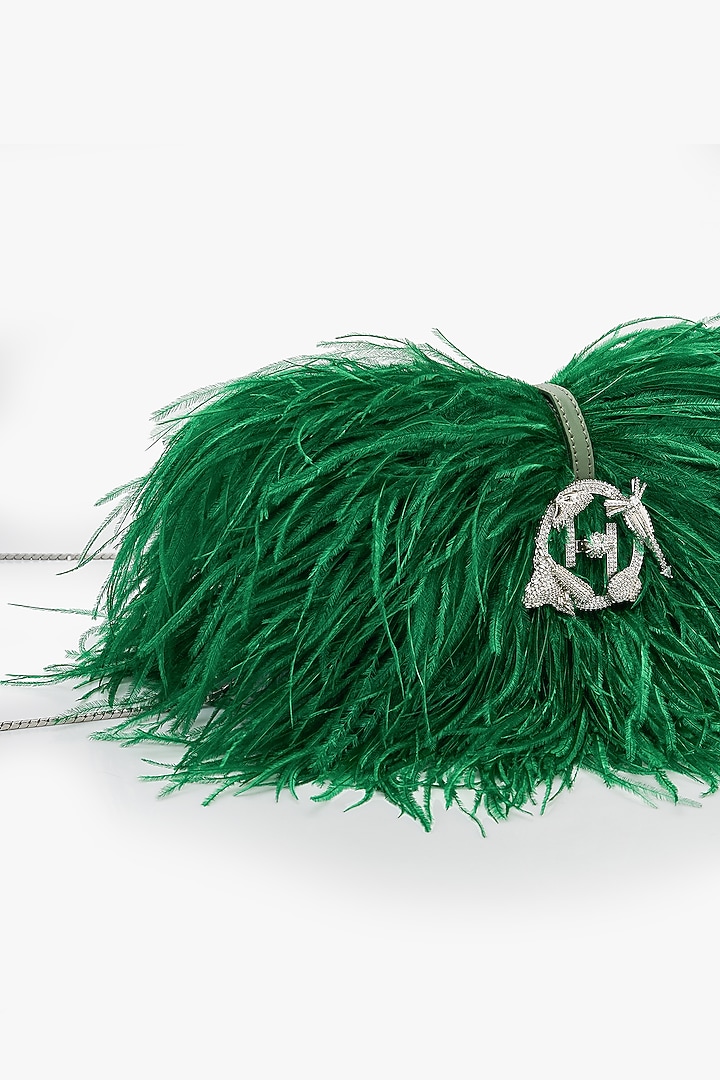 Amazon Green Vegan Leather Applique Hand Work Midi Bag by Outhouse at Pernia's Pop Up Shop