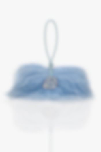 Delphine Blue Vegan Leather Applique Hand Work Midi Bag by Outhouse at Pernia's Pop Up Shop