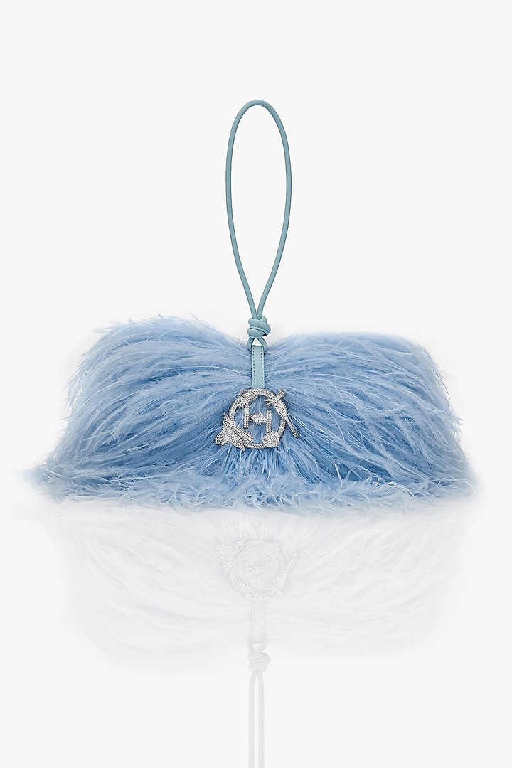 Delphine Blue Vegan Leather Applique Hand Work Midi Bag by Outhouse at Pernia's Pop Up Shop