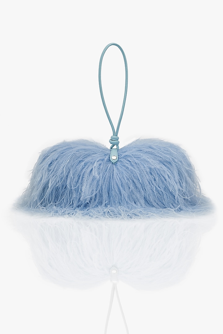 Delphine Blue Vegan Leather Applique Hand Work Midi Bag by Outhouse at Pernia's Pop Up Shop