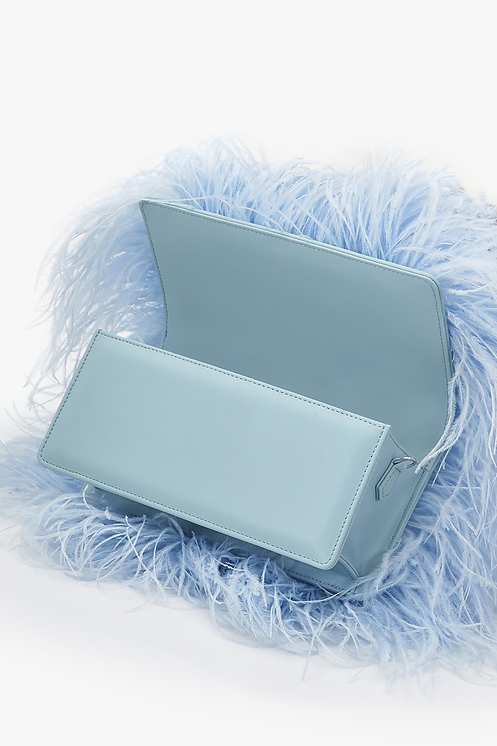 Delphine Blue Vegan Leather Applique Hand Work Midi Bag by Outhouse at Pernia's Pop Up Shop