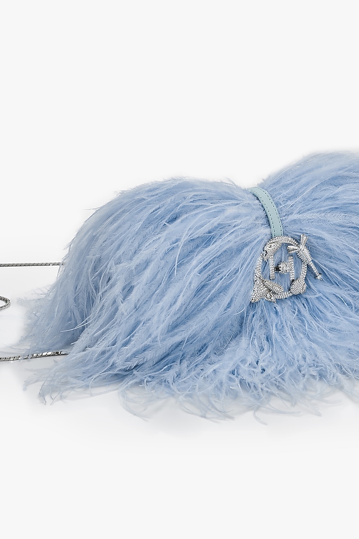 Delphine Blue Vegan Leather Applique Hand Work Midi Bag by Outhouse at Pernia's Pop Up Shop