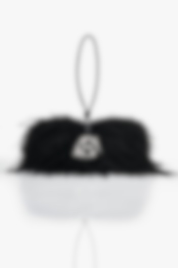 Caviar Black Vegan Leather Applique Hand Work Midi Bag by Outhouse at Pernia's Pop Up Shop