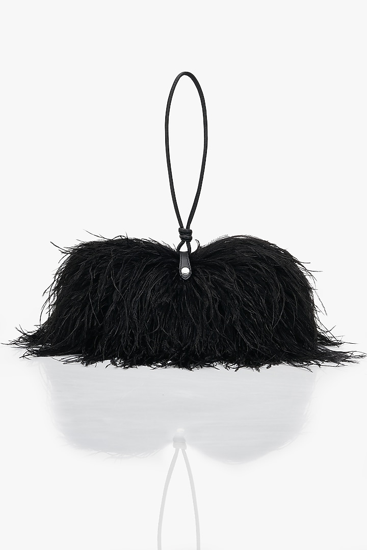 Caviar Black Vegan Leather Applique Hand Work Midi Bag by Outhouse at Pernia's Pop Up Shop