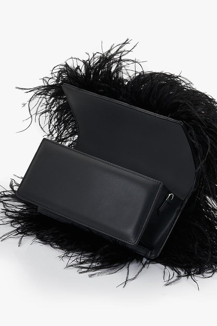 Caviar Black Vegan Leather Applique Hand Work Midi Bag by Outhouse at Pernia's Pop Up Shop