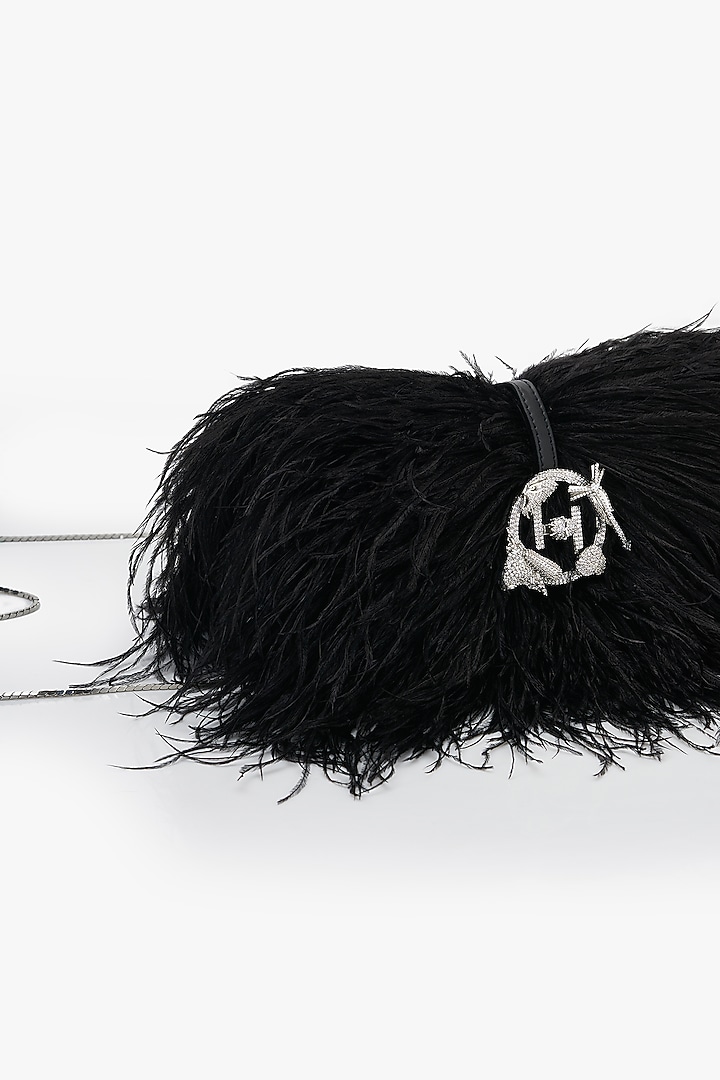 Caviar Black Vegan Leather Applique Hand Work Midi Bag by Outhouse at Pernia's Pop Up Shop
