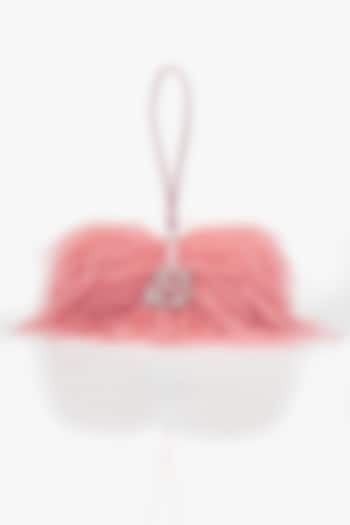 Ostrich Pink Vegan Leather Applique Hand Work Midi Bag by Outhouse at Pernia's Pop Up Shop