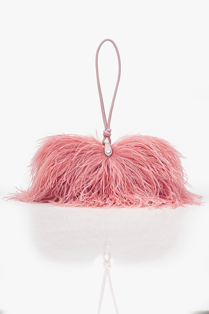 Ostrich Pink Vegan Leather Applique Hand Work Midi Bag by Outhouse at Pernia's Pop Up Shop