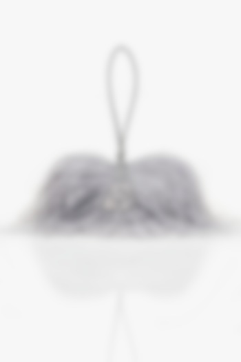 Silver Grey Vegan Leather Applique Hand Work Midi Bag by Outhouse at Pernia's Pop Up Shop