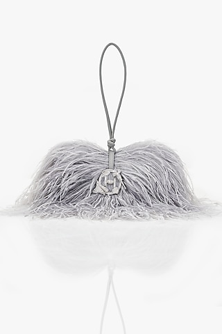 Silver Grey Vegan Leather Applique Hand Work Midi Bag by Outhouse
