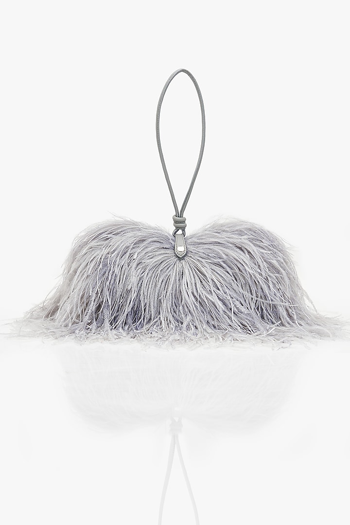 Silver Grey Vegan Leather Applique Hand Work Midi Bag by Outhouse at Pernia's Pop Up Shop