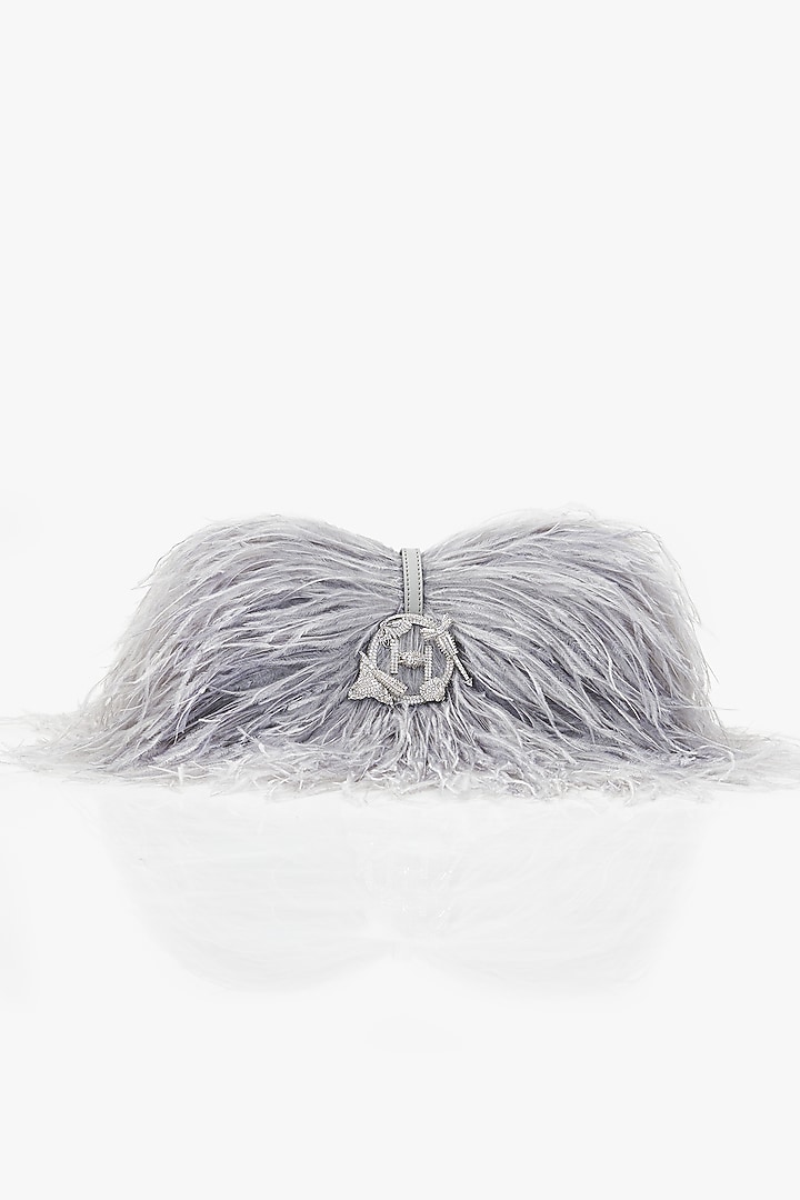 Silver Grey Vegan Leather Applique Hand Work Midi Bag by Outhouse at Pernia's Pop Up Shop