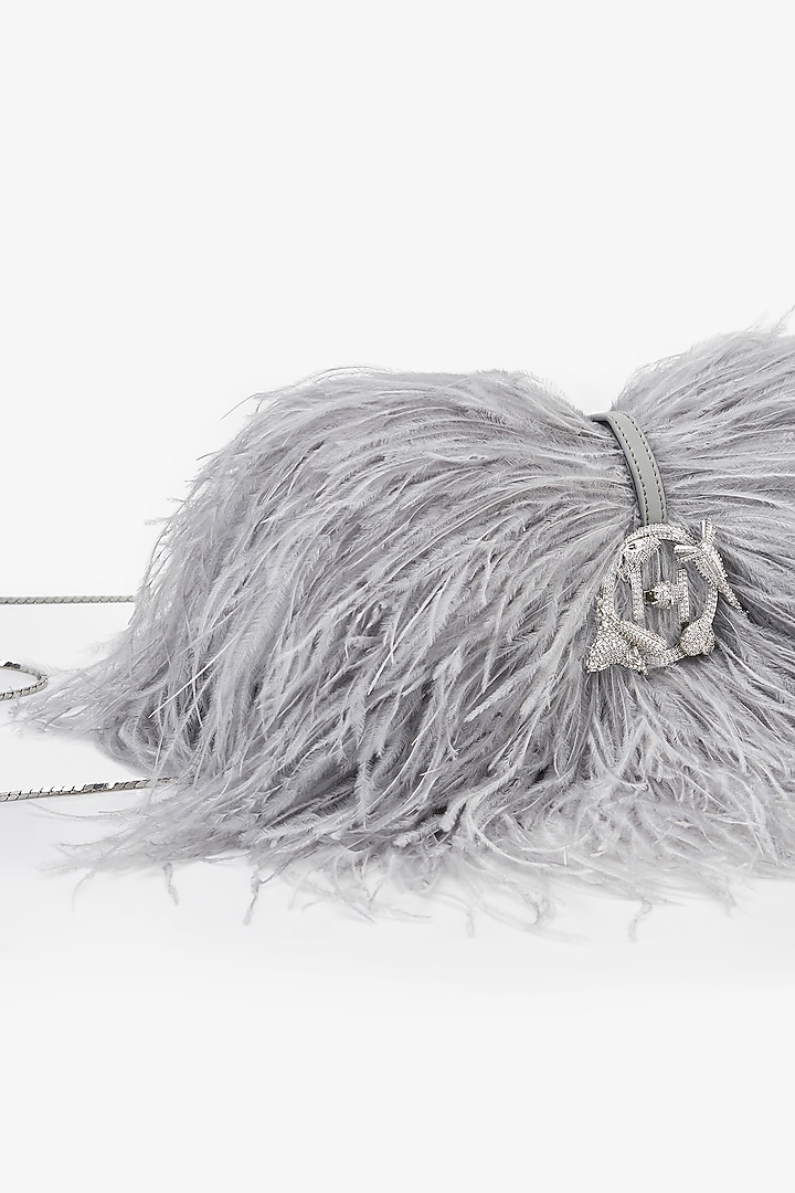 Silver Grey Vegan Leather Applique Hand Work Midi Bag by Outhouse at Pernia's Pop Up Shop