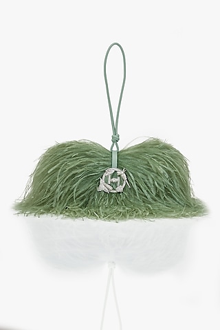 Jade Green Vegan Leather Applique Hand Work Midi Bag by Outhouse