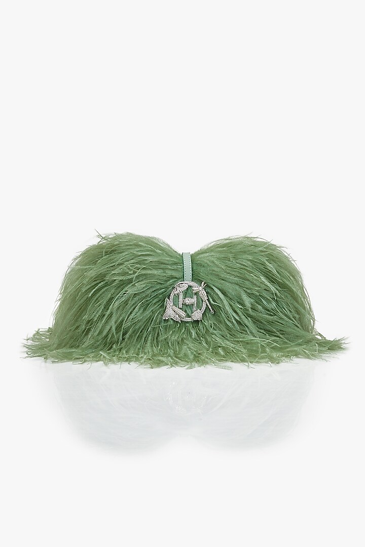 Jade Green Vegan Leather Applique Hand Work Midi Bag by Outhouse at Pernia's Pop Up Shop