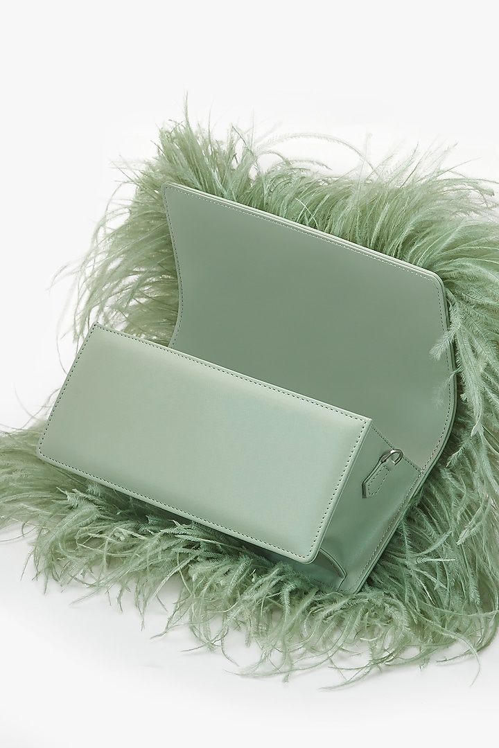 Jade Green Vegan Leather Applique Hand Work Midi Bag by Outhouse at Pernia's Pop Up Shop