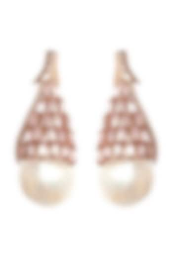 Rose Gold Finish Handcrafted Rose Drop Earrings by Outhouse at Pernia's Pop Up Shop