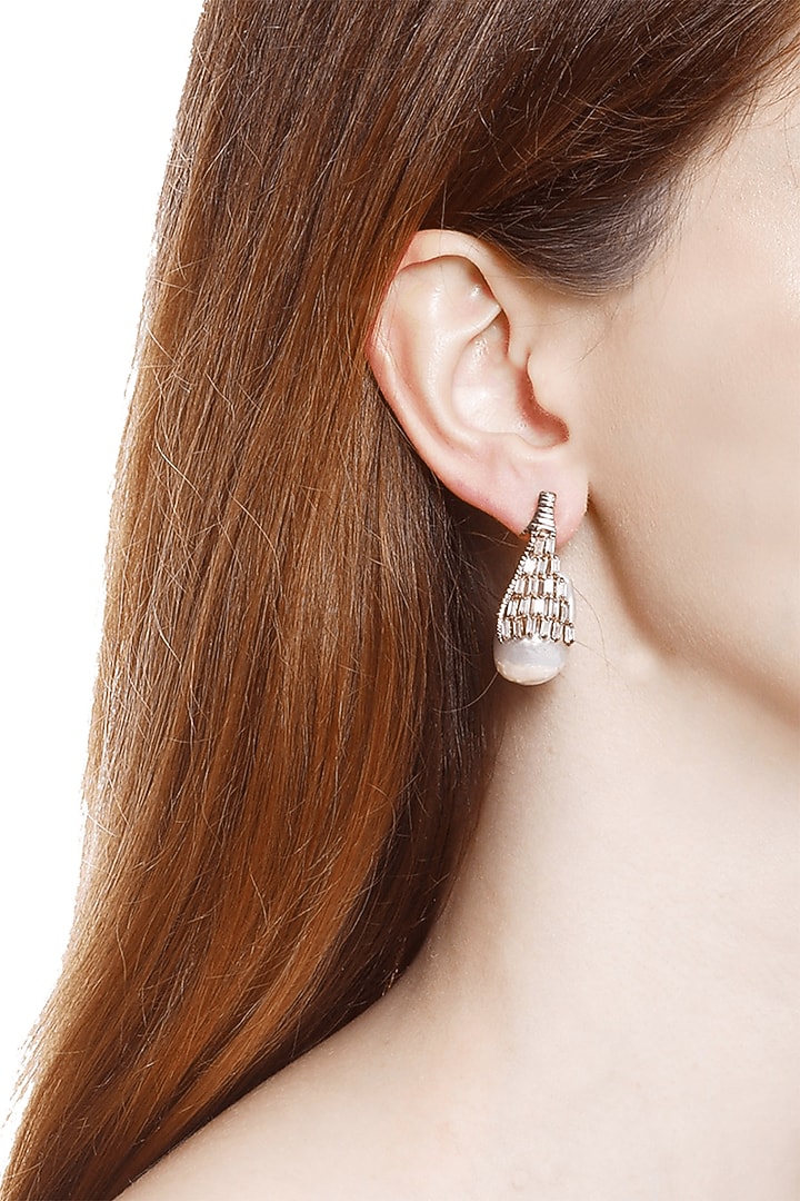 Rose Gold Finish Handcrafted Rose Drop Earrings by Outhouse at Pernia's Pop Up Shop