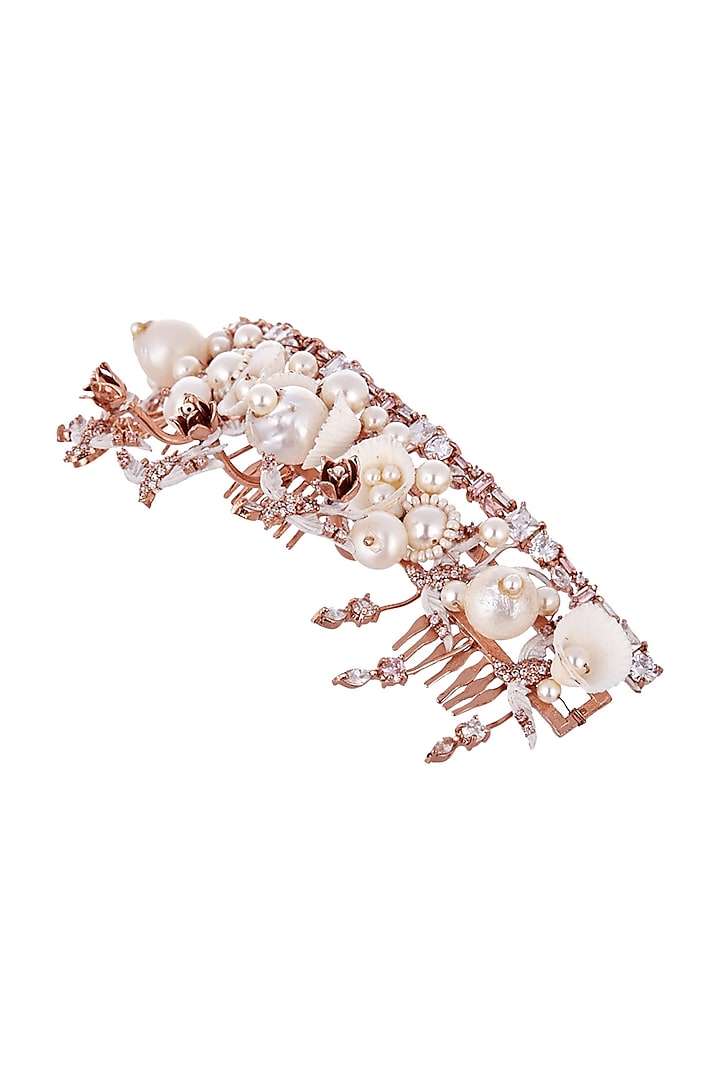 Rose Gold Plated Pearl & Sea Shell Crown by Outhouse