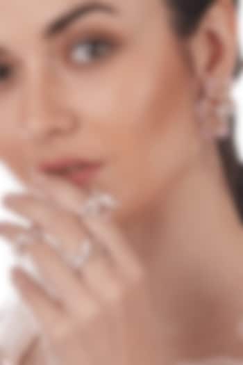 Rose Gold Plated Handcrafted Midi Ring With Swarovski Crystal by Outhouse at Pernia's Pop Up Shop