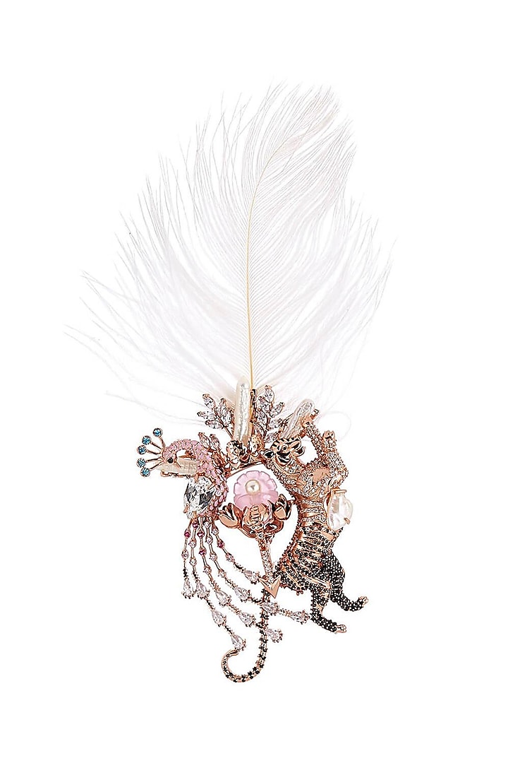 Rose Gold Plated Pearl & Swarovski Crystal Brooch by Outhouse