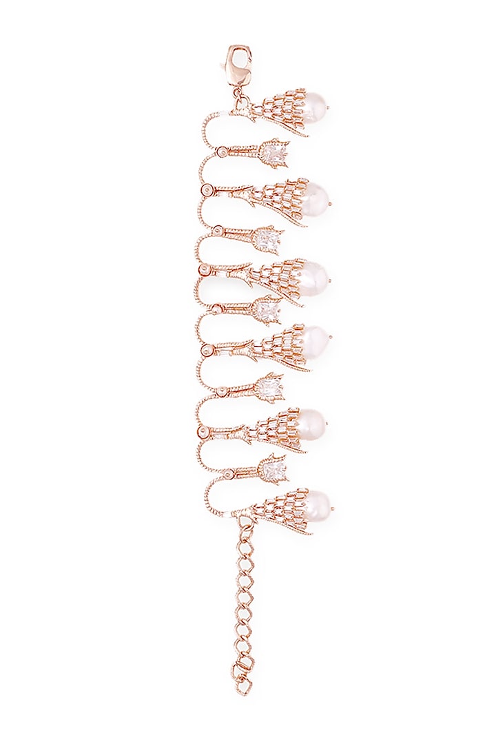 Rose Gold Plated Handcrafted Bracelet With Pearls by Outhouse