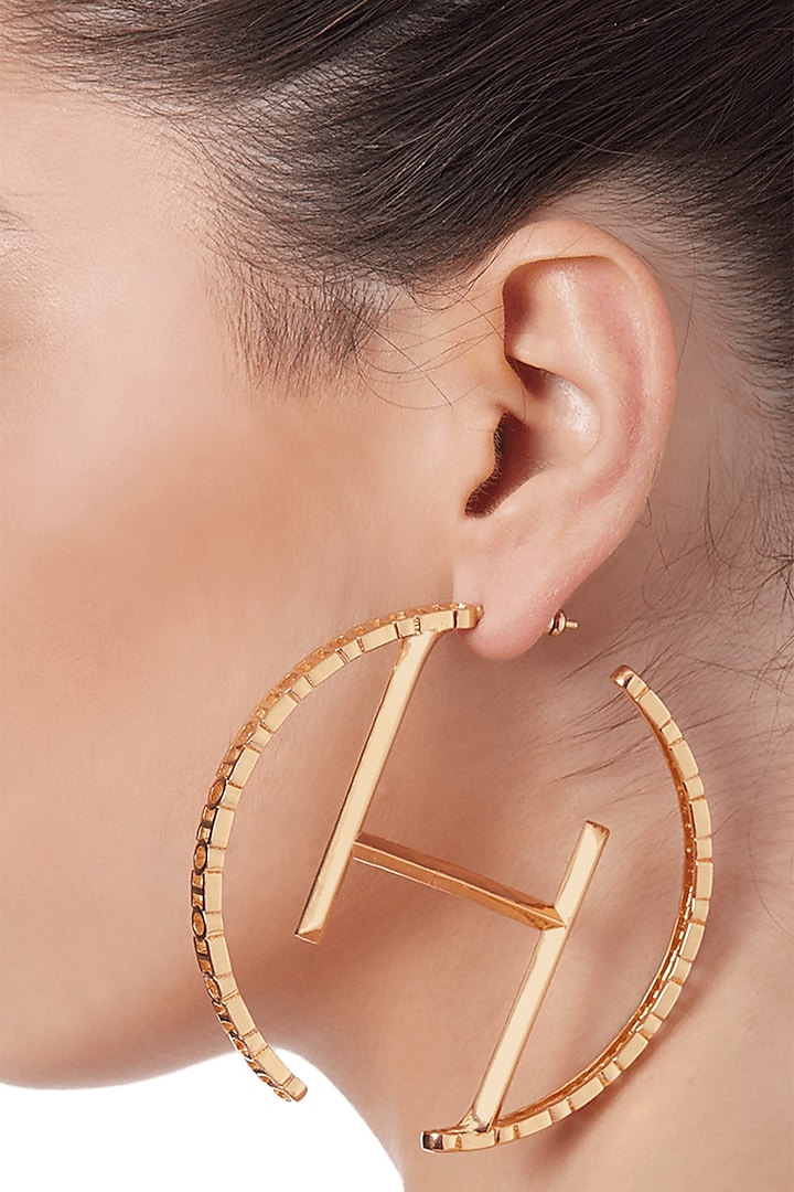 Gold Plated Handcrafted Hoop Earrings by Outhouse at Pernia's Pop Up Shop