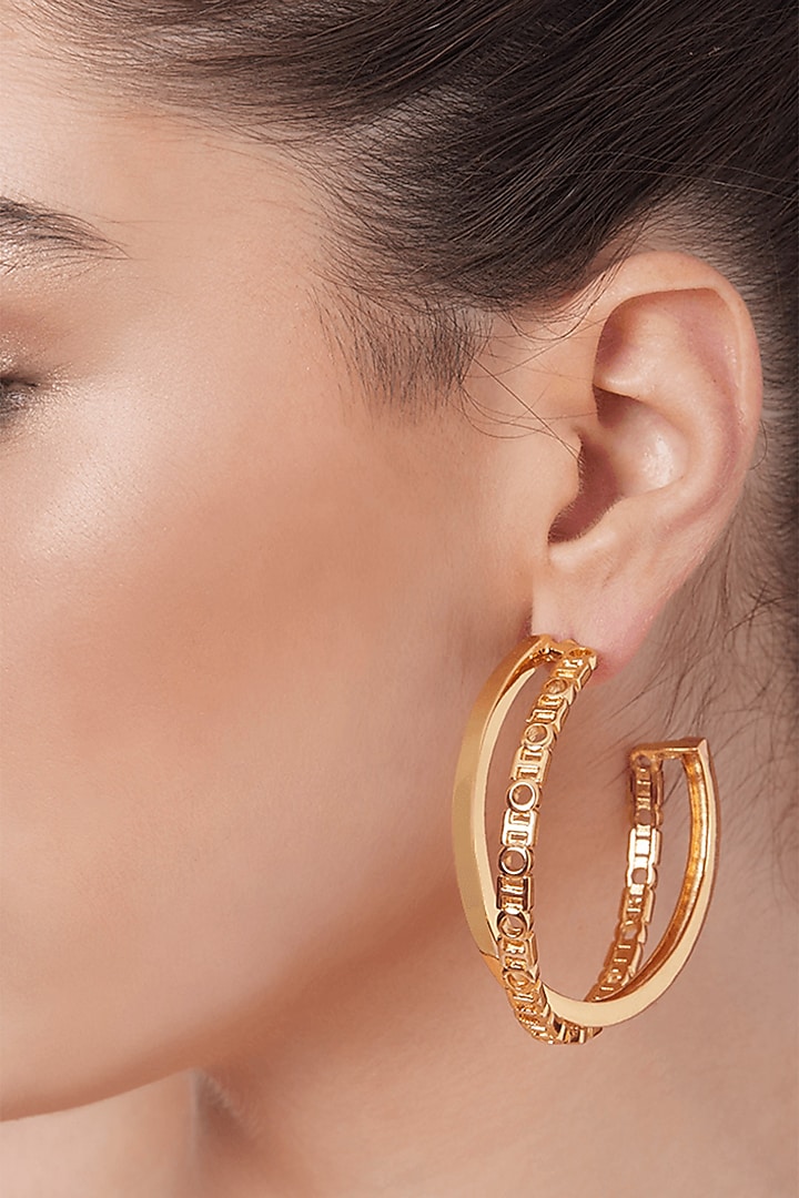 Gold Plated Handcrafted Archway Hoop Earrings by Outhouse at Pernia's Pop Up Shop