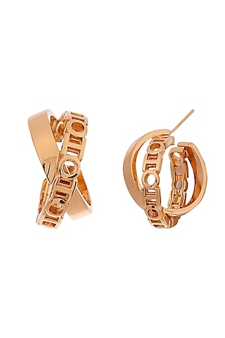Gold Plated Handcrafted Mini Archway Hoop Earrings by Outhouse