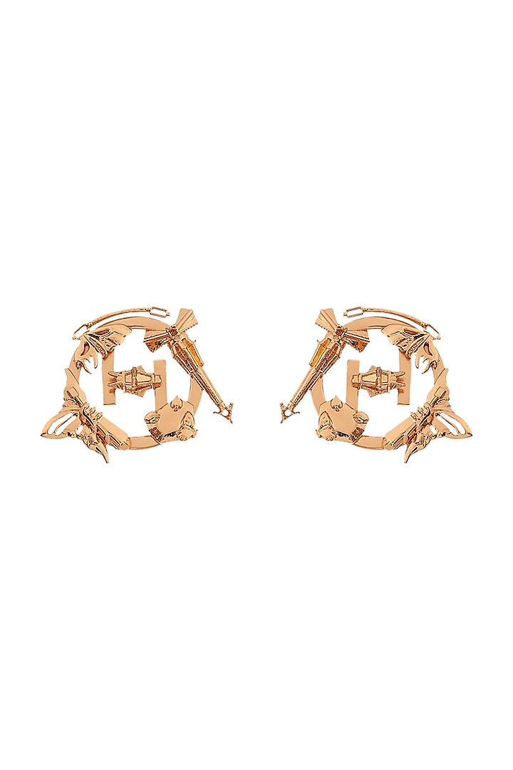 Gold Plated Handcrafted Stud Earrings by Outhouse
