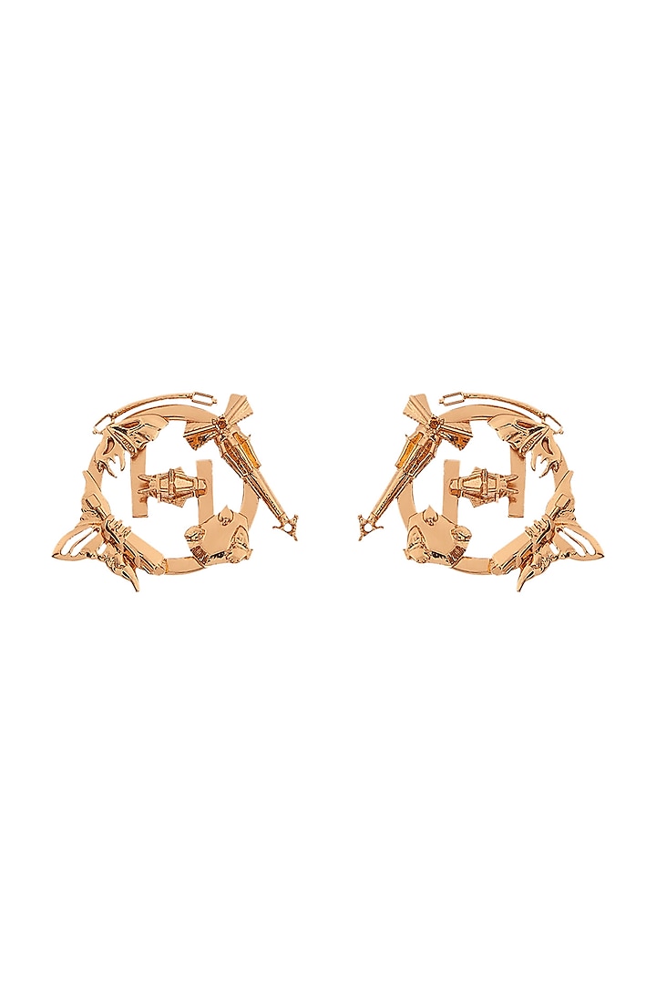 Gold Plated Handcrafted Stud Earrings by Outhouse at Pernia's Pop Up Shop