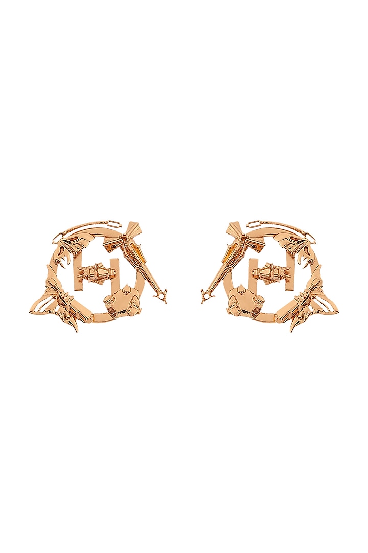 Gold Plated Handcrafted Mini Stud Earrings by Outhouse at Pernia's Pop Up Shop