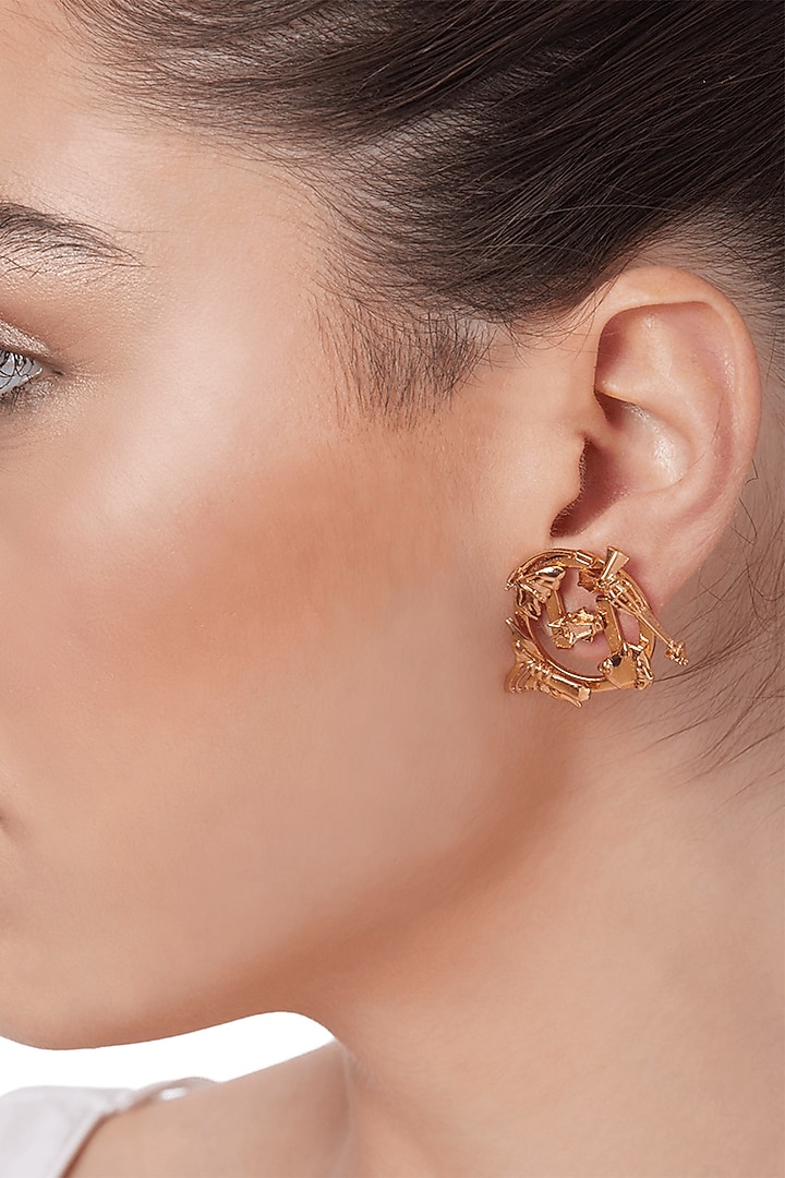 Gold Plated Handcrafted Mini Stud Earrings by Outhouse at Pernia's Pop Up Shop