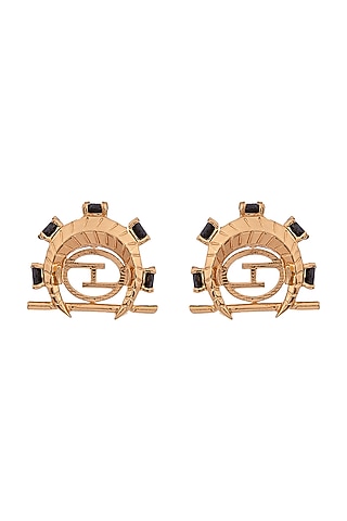 Gold Plated Handcrafted Oxyn Half Moon Stud Earrings by Outhouse