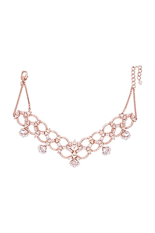 Rose Gold Plated Handcrafted Mogra Choker Necklace by Outhouse