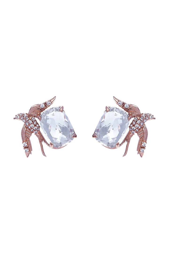 Rose Gold Plated Crystal Mini Stud Earrings by Outhouse