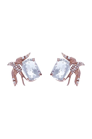 Rose Gold Plated Crystal Mini Stud Earrings by Outhouse