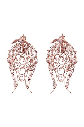 Rose Gold Plated Pearl Chandelier Earrings by Outhouse