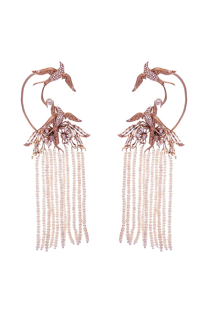 Rose Gold Plated Beaded Earrings by Outhouse at Pernia's Pop Up Shop