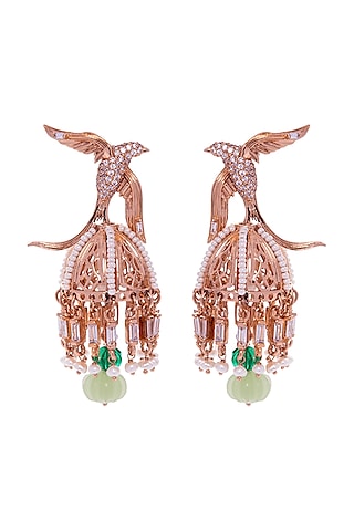 Rose Gold Plated Swarovski Pearl Dazzler Earrings by Outhouse