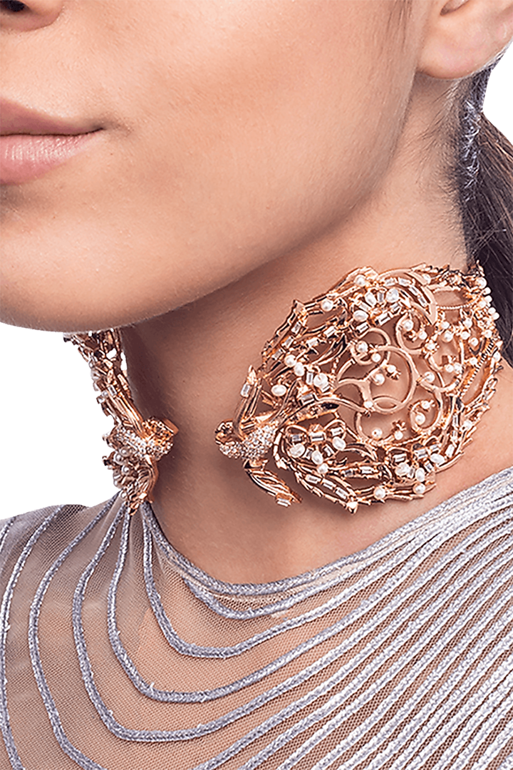 Rose Gold Plated Pearl Open Choker Necklace by Outhouse at Pernia's Pop Up Shop