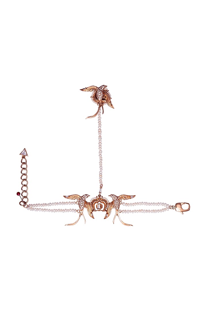 Rose Gold Plated Pearl Hand Harness by Outhouse