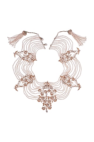 Rose Gold Plated Pearl Handcrafted Cape Necklace by Outhouse