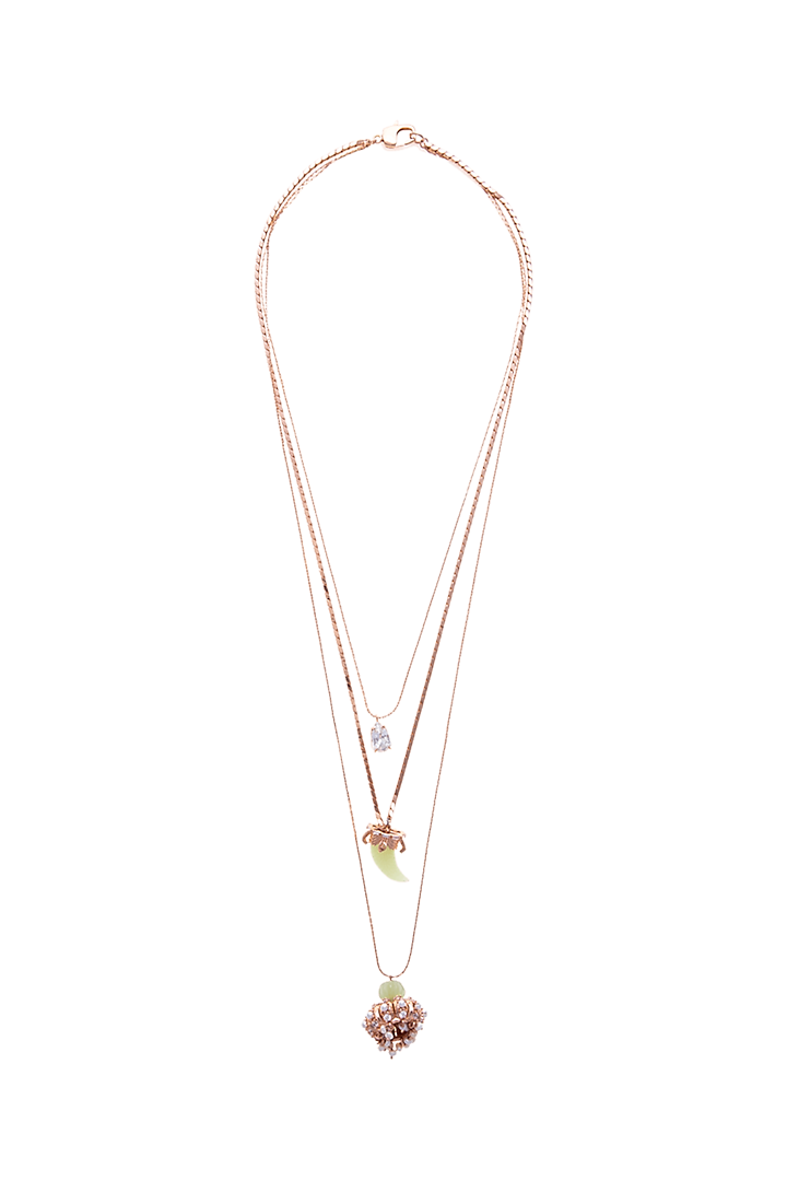 Rose Gold Plated Swarovski & Pearl Chain Necklace by Outhouse