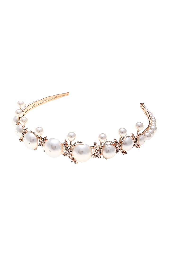 Rose Gold Plated Pearl & Swarovski Crystal Headband by Outhouse