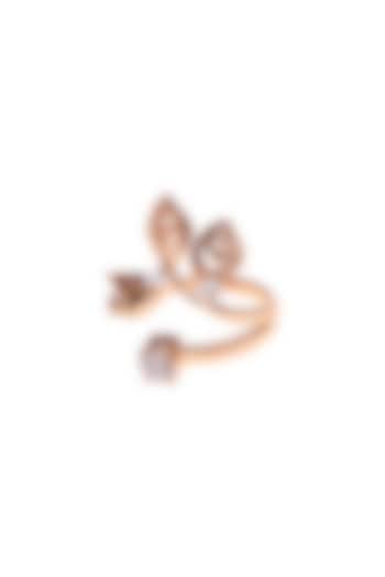 Rose Gold Plated Swarovski & Pearl Midi Ring by Outhouse