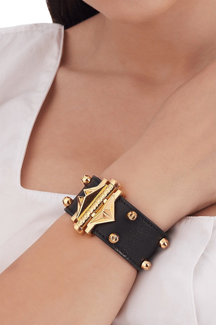 Gold Plated Oxford Blue Motifs Bracelet by Outhouse at Pernia's Pop Up Shop