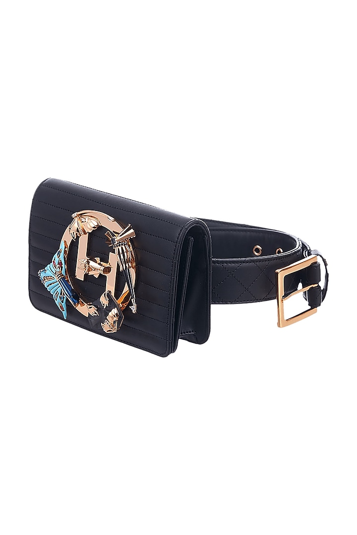 Gold Plated Motifs Bag With Crystals by Outhouse at Pernia's Pop Up Shop