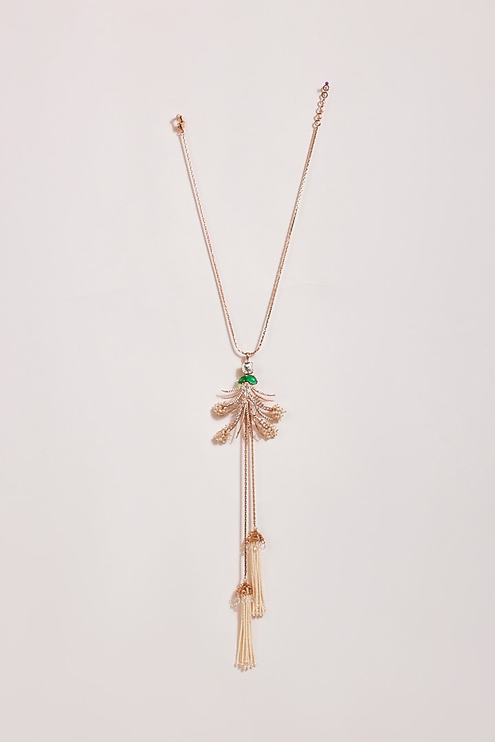 Gold Plated Pearl & Cubic Zirconia Pendant Necklace by Outhouse at Pernia's Pop Up Shop