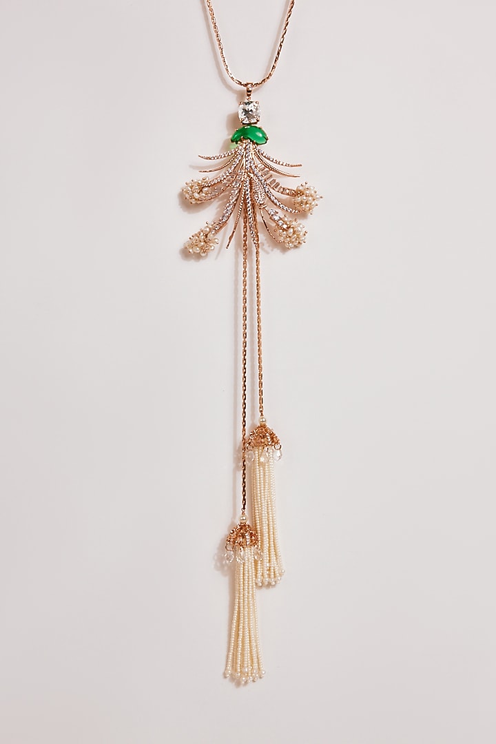 Gold Plated Pearl & Cubic Zirconia Pendant Necklace by Outhouse at Pernia's Pop Up Shop